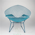 Turquise color Powder Coated Diamond Wire Net Chair